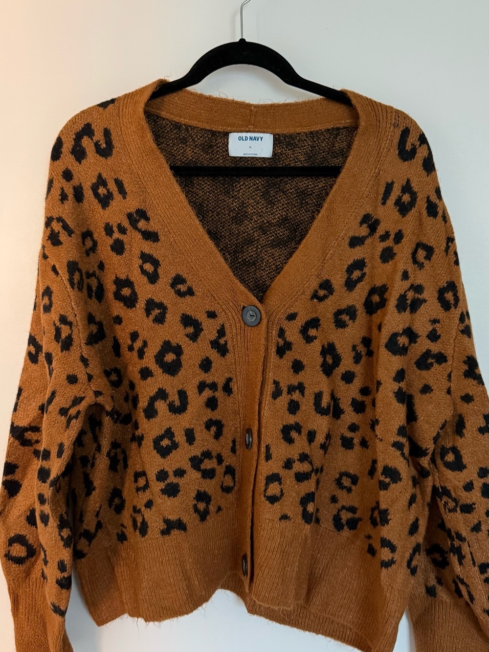 Old Navy Rust Leopard Print Button-Front Cardigan